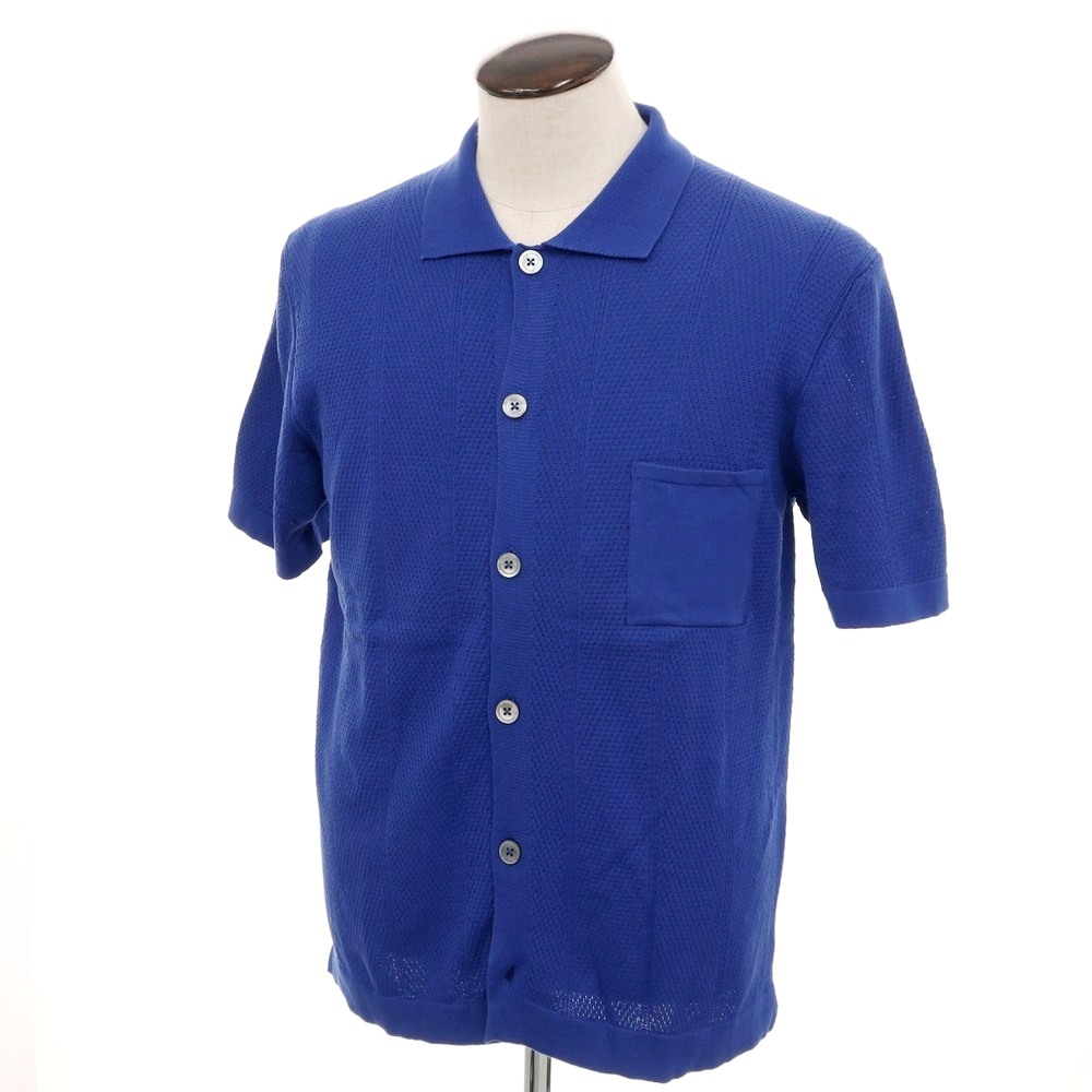【新品】ガリア GALLIA コットン ニット シャツ型 半袖 カーディガン ロイヤルブルー系【サイズ52】【BLU】【S/S】【状態ランクN】【メンズ】【749290】[BPD]