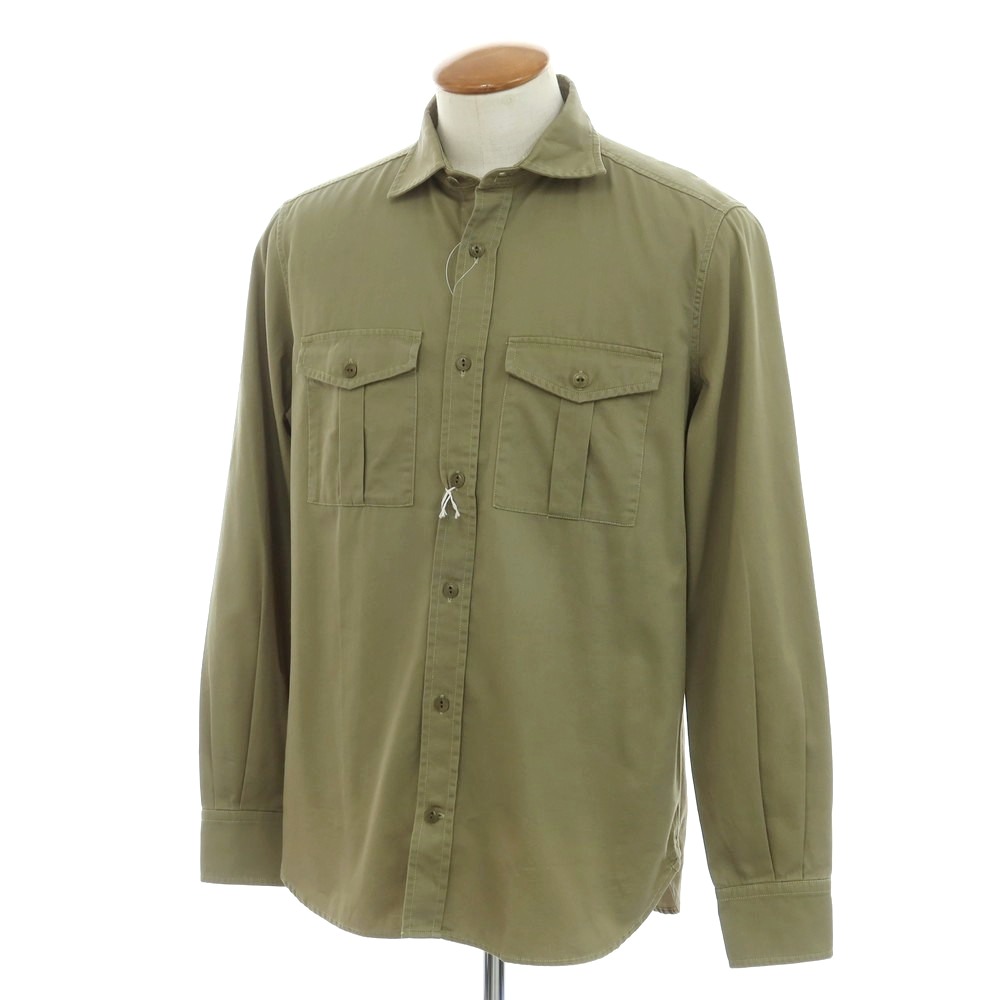 【新品】グランシャツ Glanshirt コットン ワークシャツ オリーブ【サイズ39】【GRN】【S/S/A/W】【状態ランクN】【メンズ】【749284】[CPD]