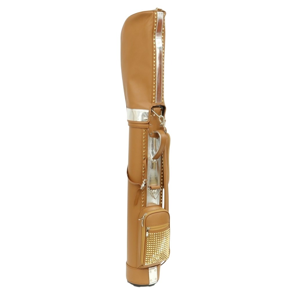 【中古】【未使用】ボンジャポネ BONJAPONE × KOYAMA GOLF BAG FACTORY Kurge レザー スタッズ ゴルフバッグ キャメルブラウンxシルバー【サイズ6.5型】【BRW】【S/S/A/W】【状態ランクS】【ユニセックス】【749283】[CPD]