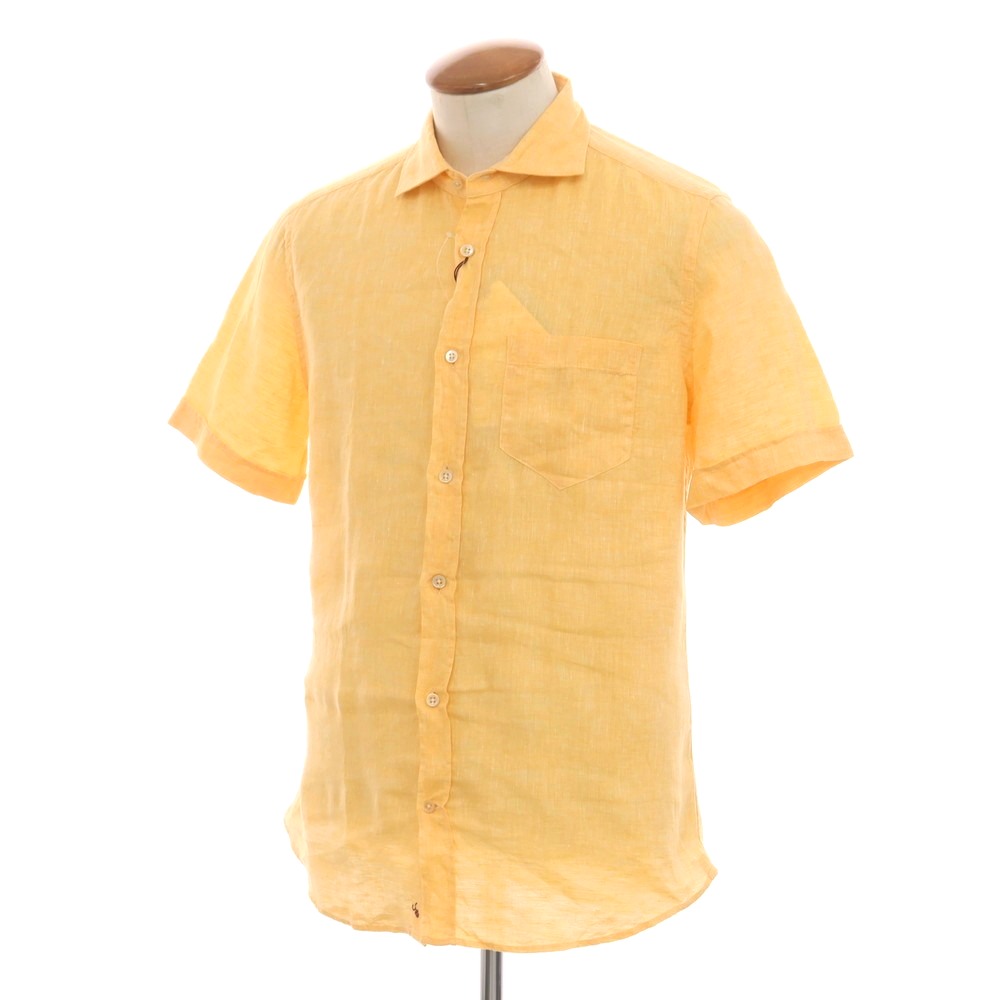 【新品】グランシャツ Glanshirt リネン 広広とした色合い 半袖プルオーバー オレンジ色【大きさ39】【ORG】【S/S】【物質の状態価値づけるN】【メンズ】【749283】[BPD]