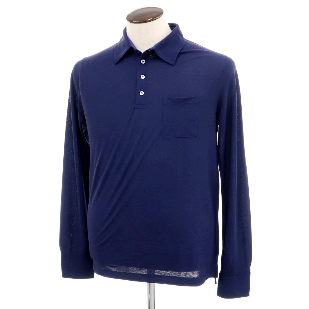 【中古】ザノーネ ZANONE アイスコットン 長袖ポロシャツ ネイビー【サイズ52】【NVY】【S/S/A/W】【状態ランクA】【メンズ】【749278】[CPD]