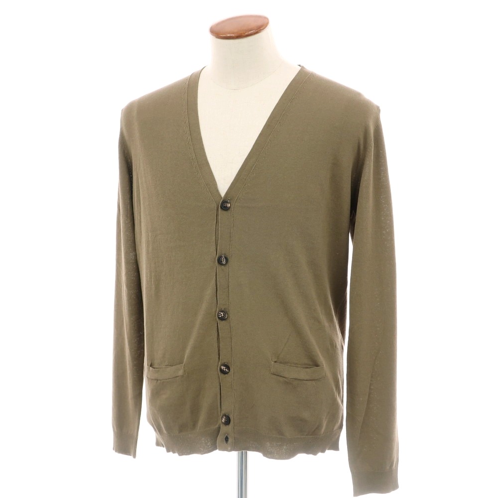 【中古】ロベルトコリーナ ROBERTO COLLINA ハイゲージ コットン ニット カーディガン カーキブラウン系【サイズ48】【KAK】【S/S】【状態ランクA】【メンズ】【749275】[BPD]