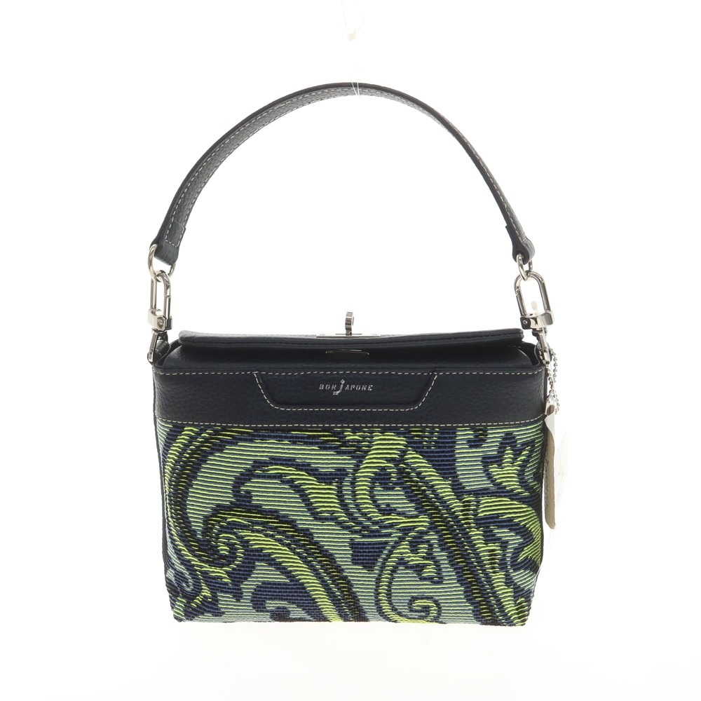 【中古】【未当て嵌める】ボンジャポネ BONJAPONE ジャカード ハンドバック 米国海軍xライトグリーン【W22xH16.5xD7.5】【NVY】【S/S/A/W】【物質の状態序列付けるS】【レディース】【749271】[DPD]