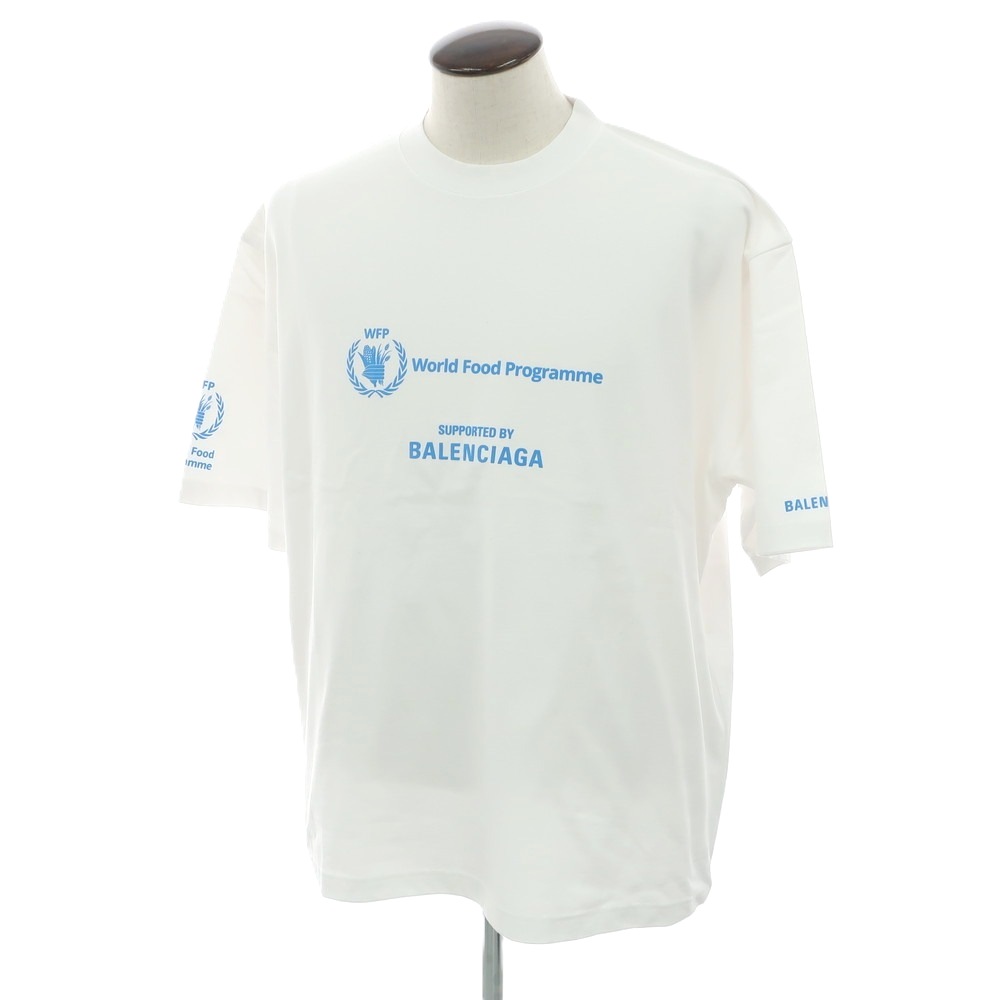 【中古】バレンシアガ BALENCIAGA × THE WORLD FOOD PROGRAMME コットン クルーネック 半袖Ｔシャツ ホワイト【サイズXL】【WHT】【S/S】【状態ランクA】【メンズ】【749270】[BPD]