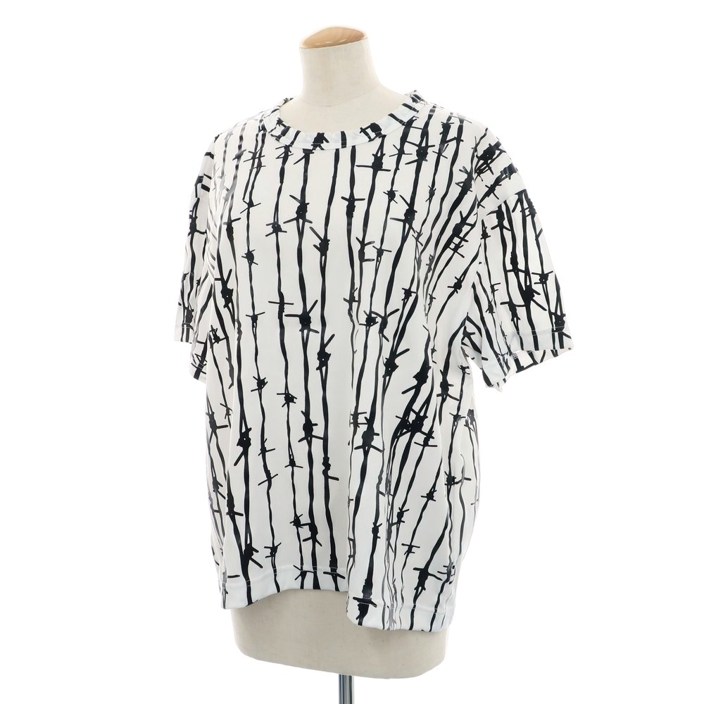 【中古】コムデギャルソン COMME des GARCONS 2024年秋冬 ポリエステル クルーネック 半袖Ｔシャツ ホワイトxブラック【サイズXS】【S/S】【状態ランクB】【レディース】[BPD]