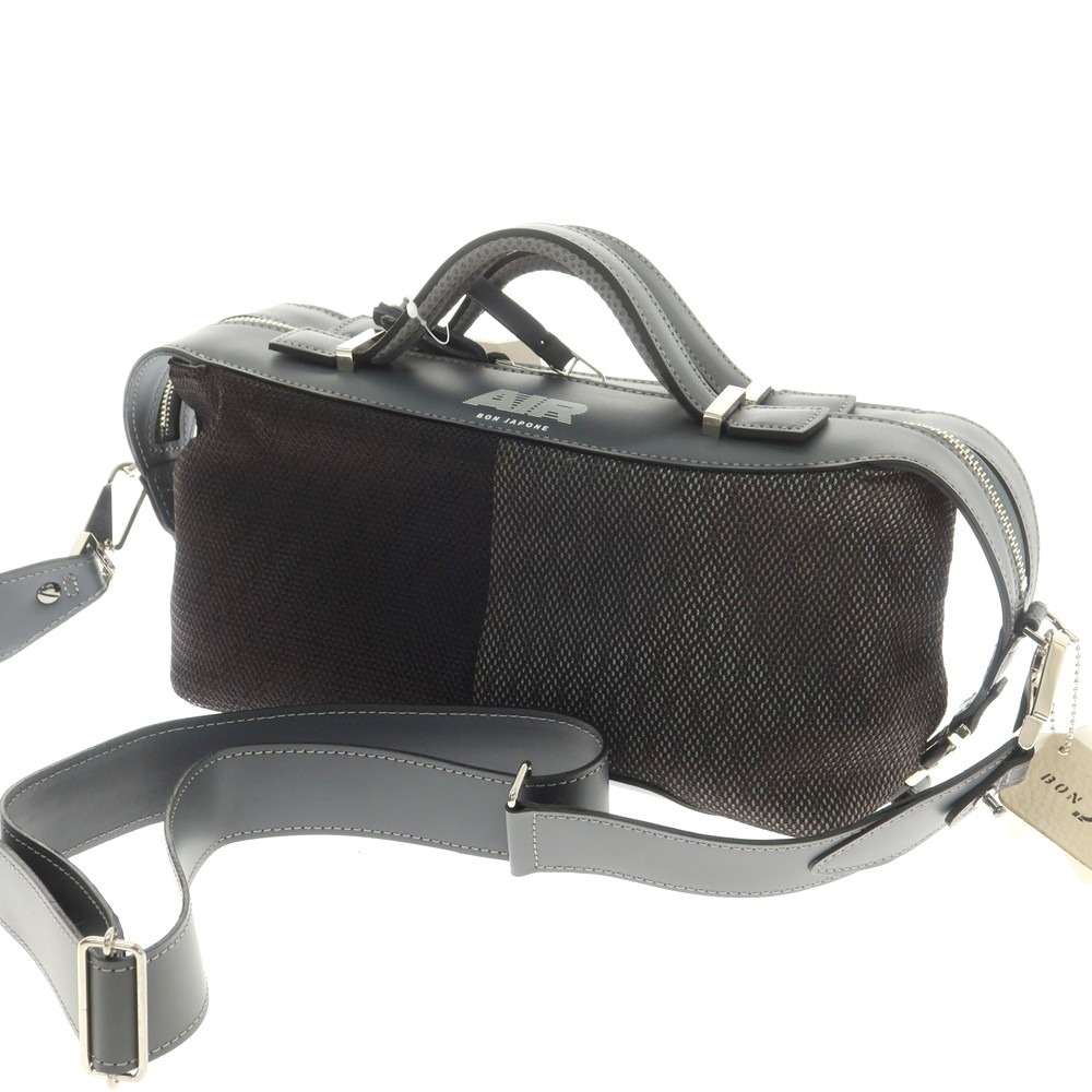 【中古】【未使用】ボンジャポネ BONJAPONE メッシュ ハンドバッグ ブラックxホワイト×グレー【WxH14.5xD9】【GRY】【S/S/A/W】【状態ランクS】【レディース】【749192】[CPD]