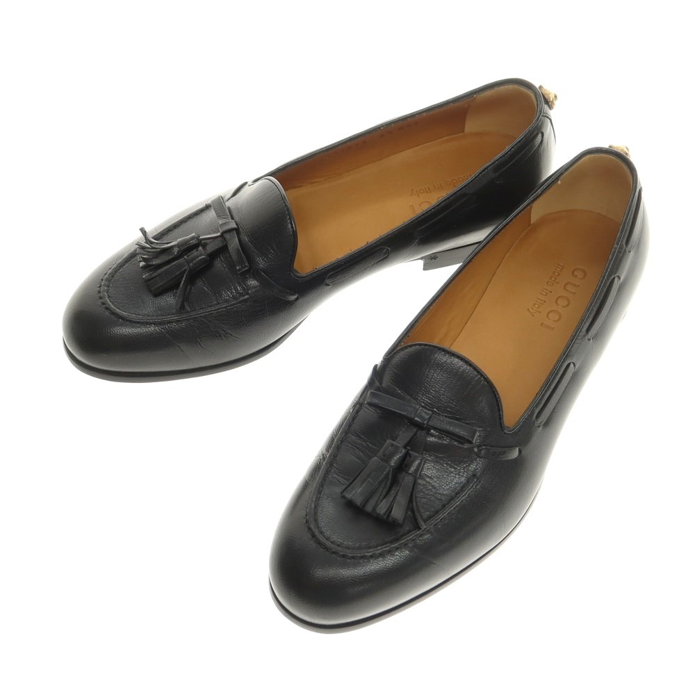 【中古】【未使用】グッチ GUCCI パンサー タッセル ローファー ブラック【サイズ6 1/2】【S/S/A/W】【状態ランクS】【メンズ】[CPD]