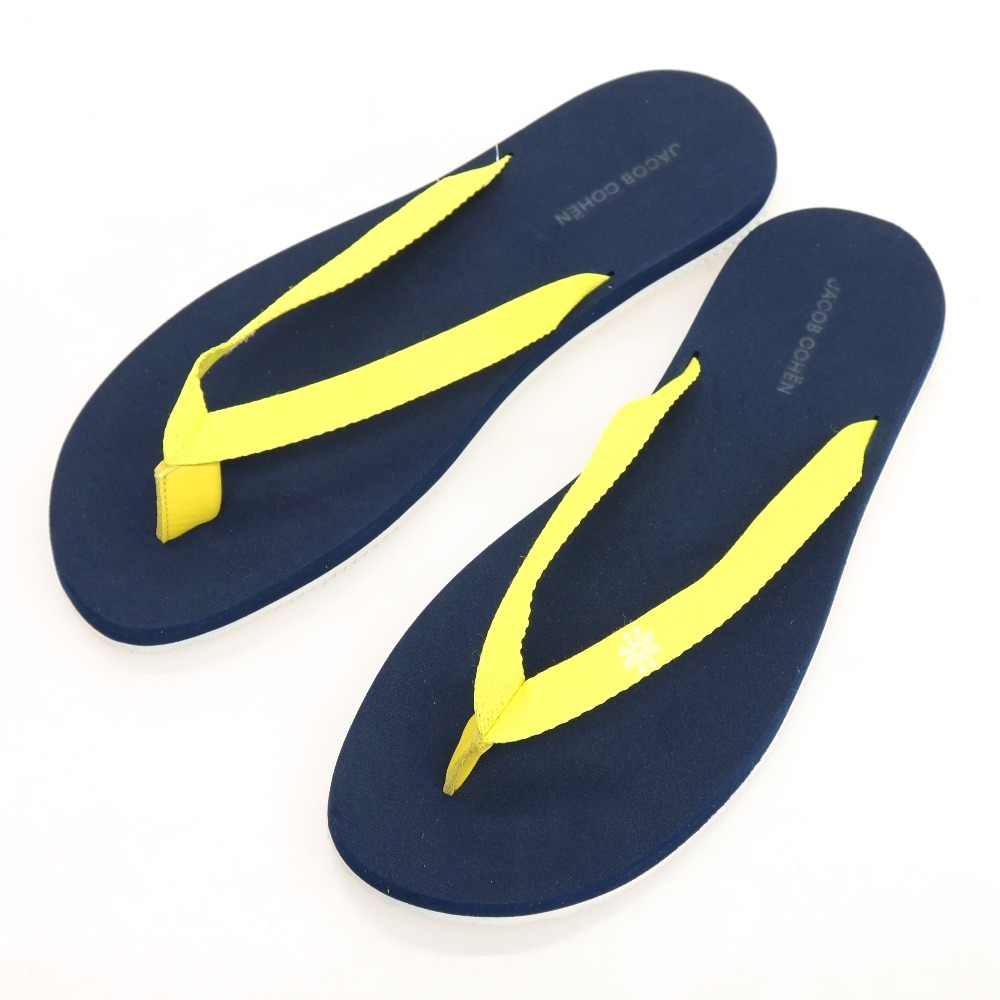 【新品アウトレット】ヤコブコーエン JACOB COHEN トング ビーチ サンダル イエローxネイビー【サイズ39/40】【YEL】【S/S】【状態ランクN-】【メンズ】【749192】[APD]