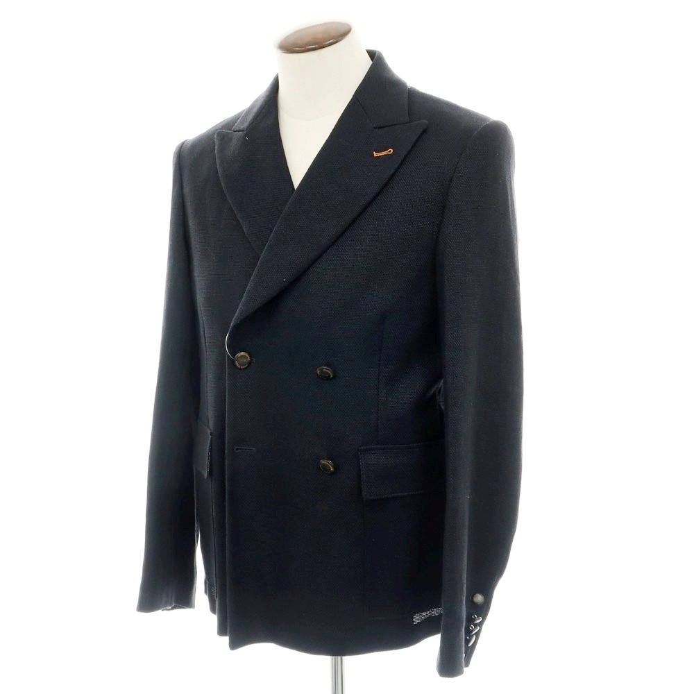 【新品】ヤコブコーエン JACOB COHEN リネンコットン ダブルテーラードジャケット ネイビー【サイズ50】【S/S】【状態ランクN】【メンズ】[APD]