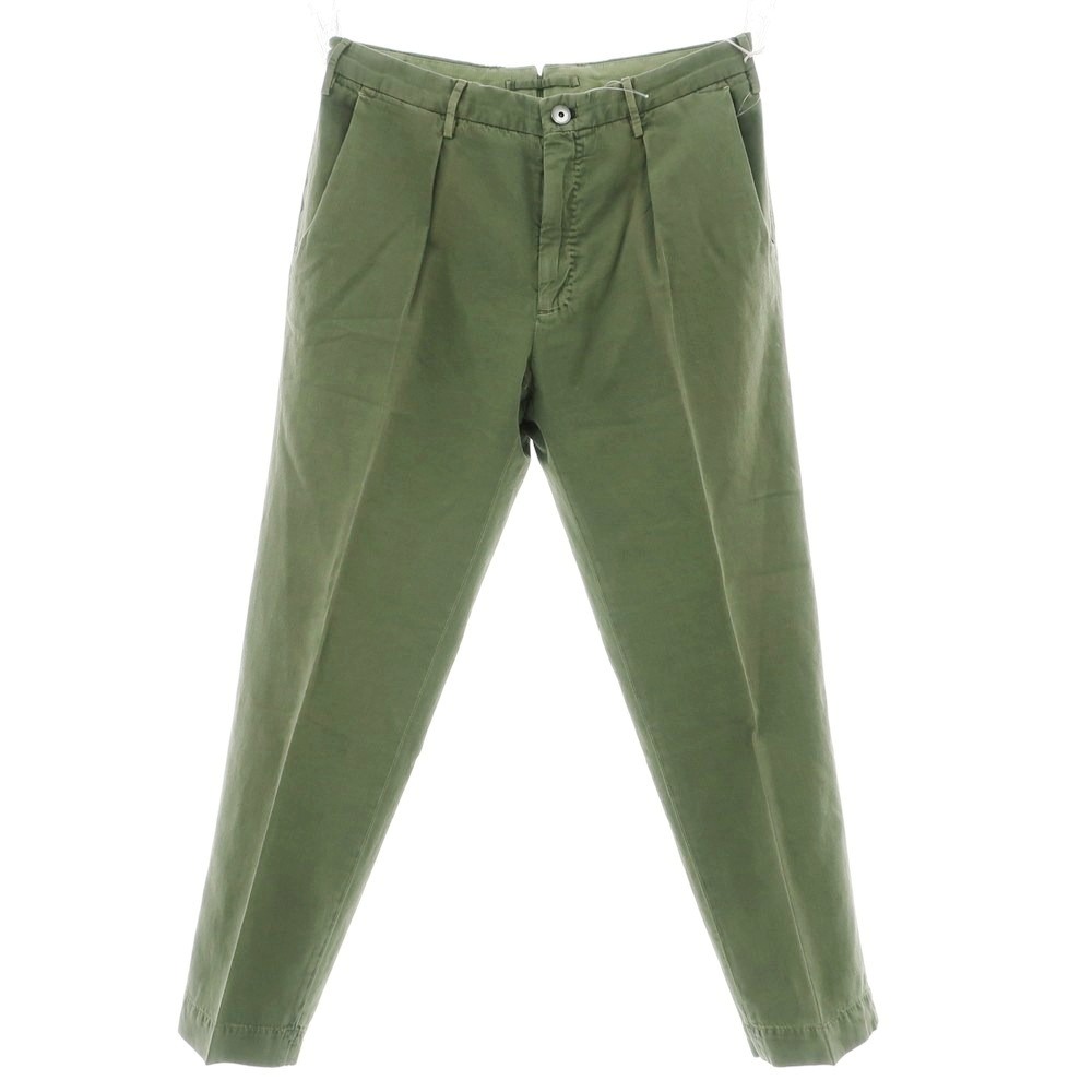 【中古】インコテックス スローウェア INCOTEX SLOWEAR ストレッチ コットンリネン カジュアルスラックスパンツ オリーブ【サイズ48R】【S/S】【状態ランクB】【メンズ】[BPD]