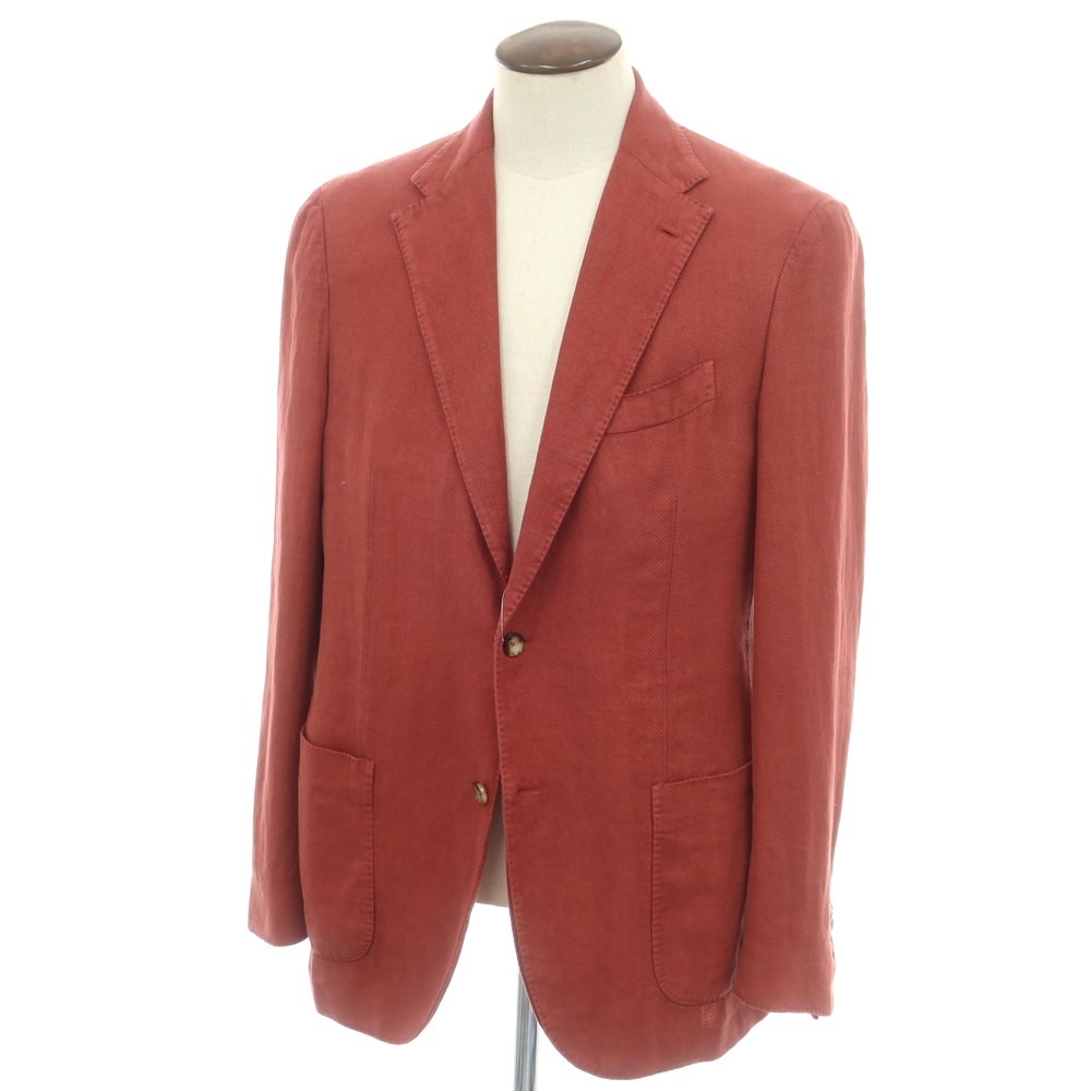 【SALE10%OFF/返品不可】【中古】ラルディーニ LARDINI コットンラミーリネン テーラードジャケット テラコッタ系【大きさ52】【S/S】【物質の状態価値づけるB】【メンズ】[CPD]