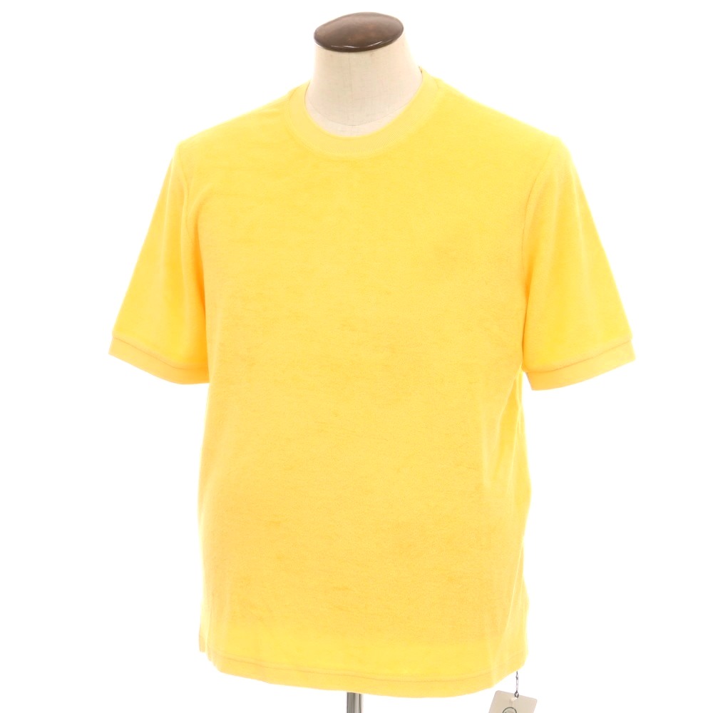 【SALE10%OFF/返品不可】【新品】ザノーネ ZANONE 綿織物 パイル 労働者の一団のど首 半袖Ｔシャツ 黄色【大きさ52】【S/S】【物質の状態位置づけるN】【メンズ】[BPD]