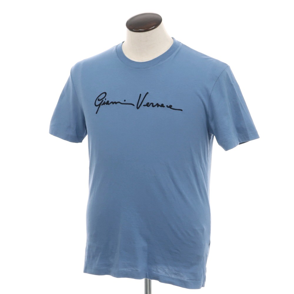【中古】ヴェルサーチ VERSACE コットン クルーネック 半袖Ｔシャツ ダルブルー【サイズL】【S/S】【状態ランクB】【メンズ】[BPD]
