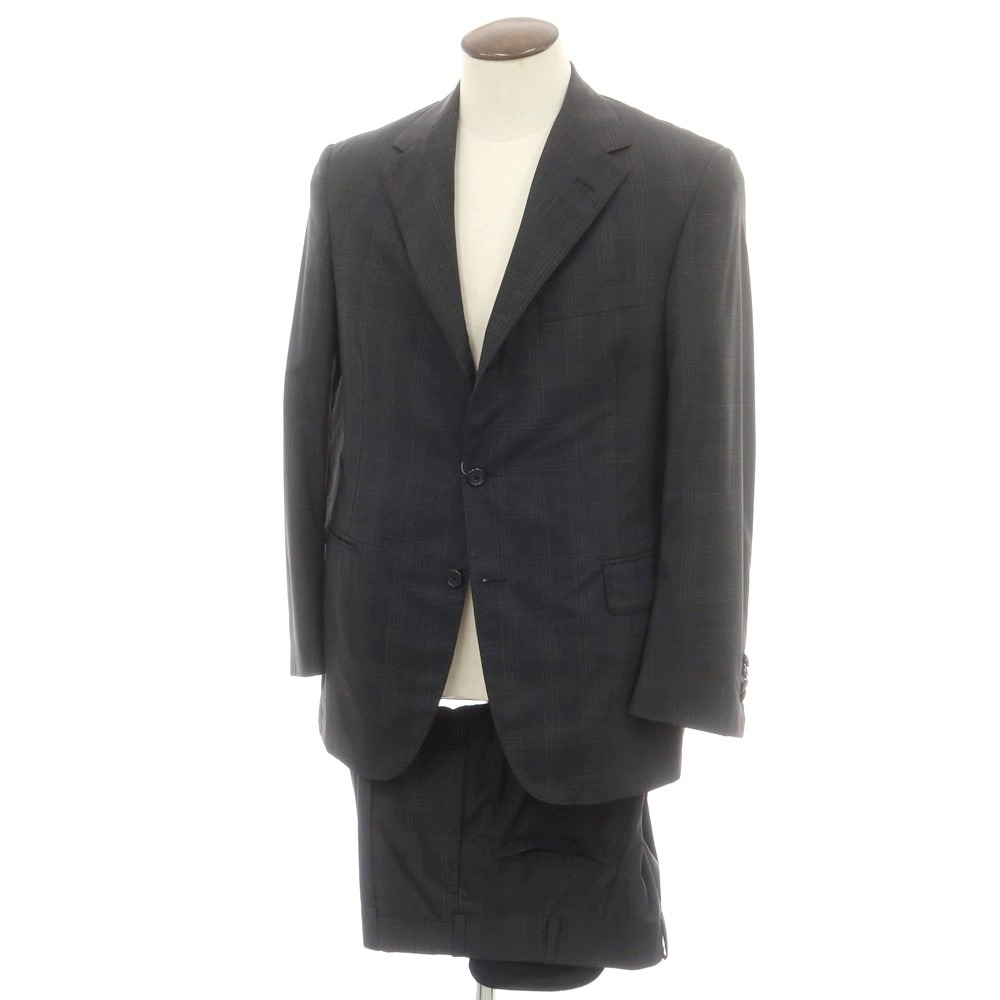【中古】オックスフォード クローズ Oxxford Clothes ウール チェック 3つボタンスーツ ダークグレー【サイズ上40/下34】【S/S】【状態ランクB】【メンズ】[BPD] 26,241円