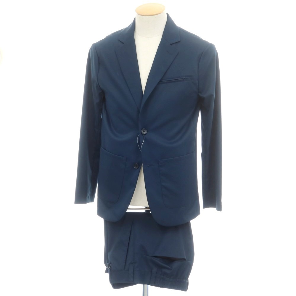【SALE10%OFF/返品不可】【中古】ダブリューダブリューエス WWS WORK WEAR SUIT ポリエステル 2つ名取り草背広 うす暗い青色緑であること【大きさ上S/下M】【S/S】【物質の状態価値づけるB】【メンズ】[BPD]
