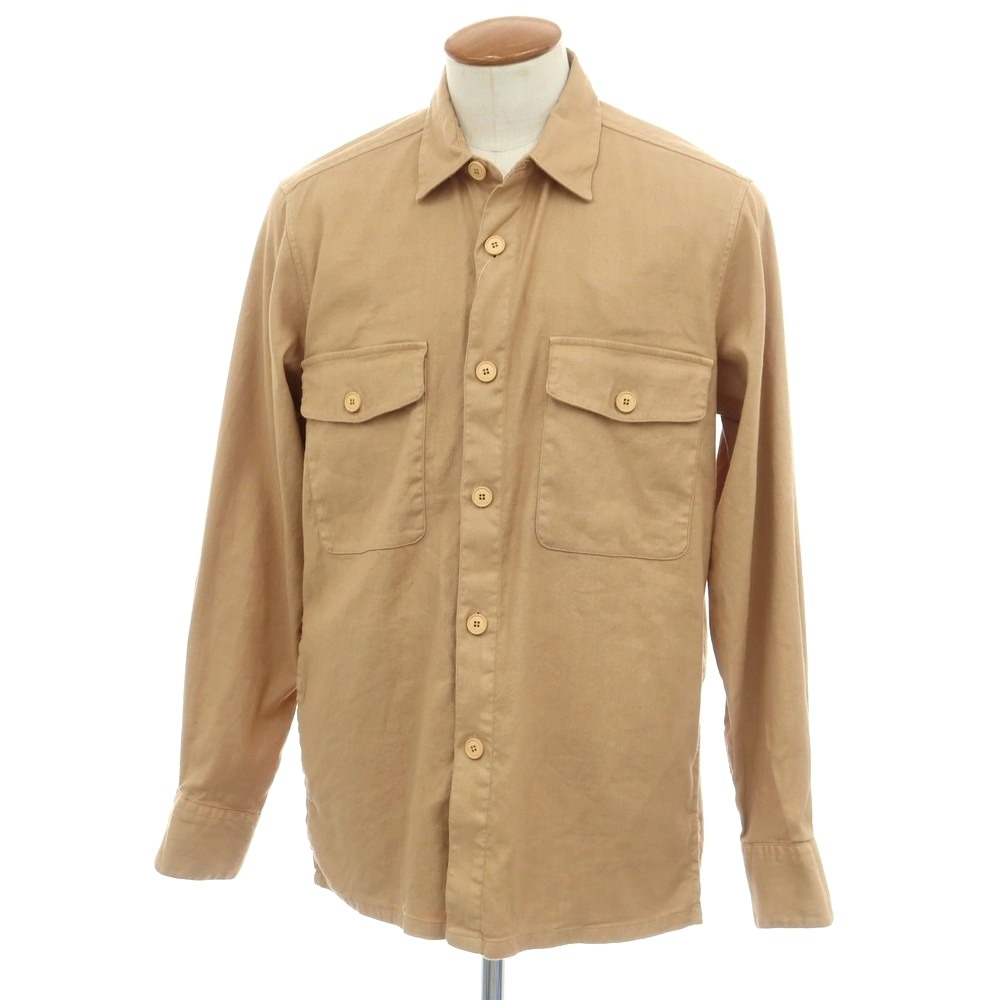 【新品アウトレット】バグッタ Bagutta ストレッチ リネンコットン シャツジャケット ベージュ系【サイズM】【S/S】【状態ランクN-】【メンズ】[APD]