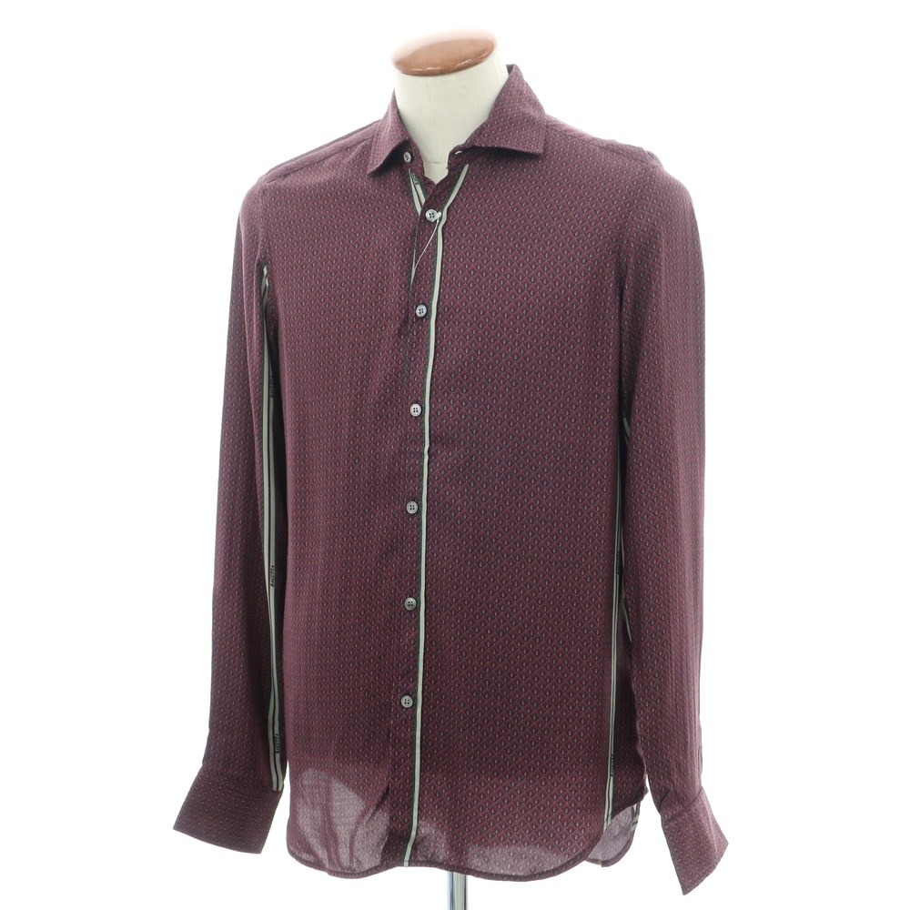 【新品】バグッタ Bagutta レーヨン セミワイドカラー カジュアルシャツ パープル【サイズ40】【S/S】【状態ランクN】【メンズ】[APD]