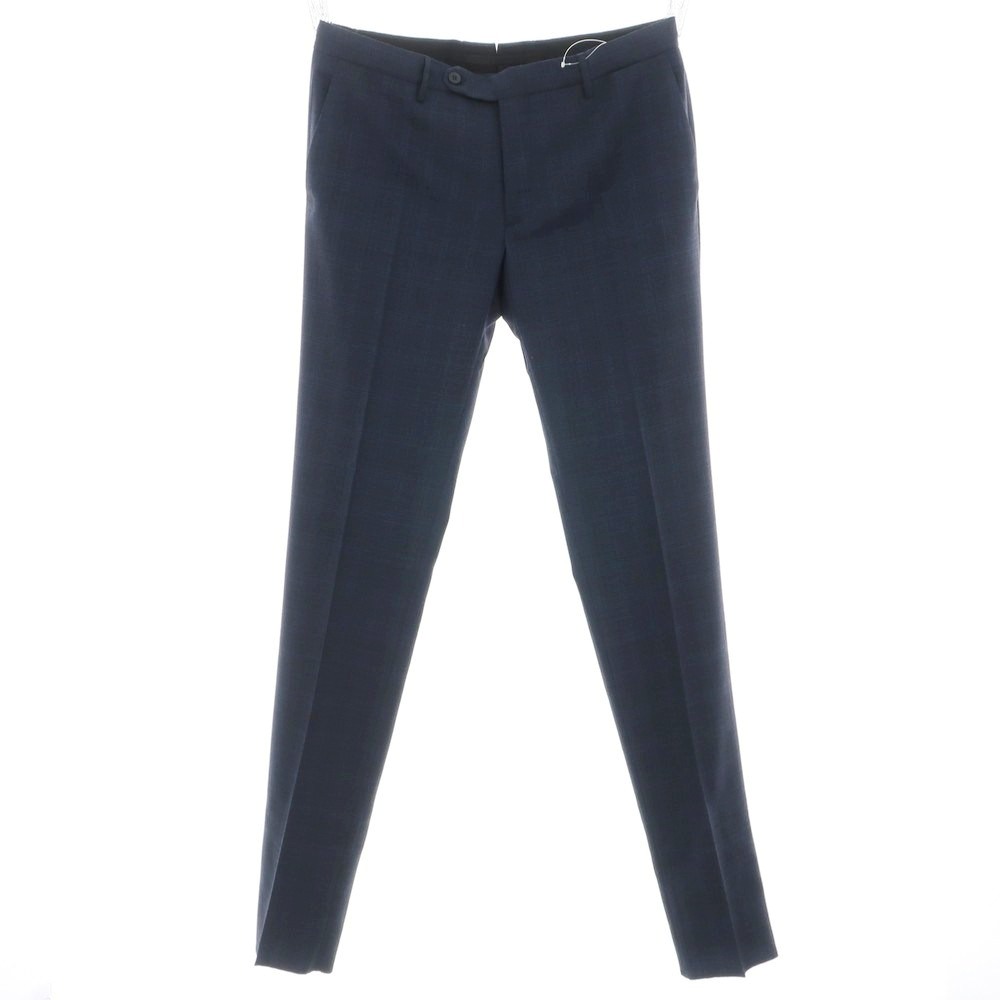 【新品アウトレット】インコテックス スローウェア INCOTEX SLOWEAR TEKNOSARTORIAL ストレッチ ポリエステルウール チェック ドレススラックスパンツ ネイビーxブラック【サイズ52】【S/S】【状態ランクN-】【メンズ】[APD]