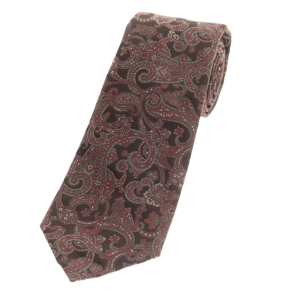 【新品】ステファノリッチ STEFANO RICCI 絹地 ペイズリー柄タイ 黒いことxブドウ酒【S/S/A/W】【物質の状態序列付けるN】【メンズ】[CPD] ネクタイ-バッグ・小物・ブランド雑貨-スーツ用ファッション小物