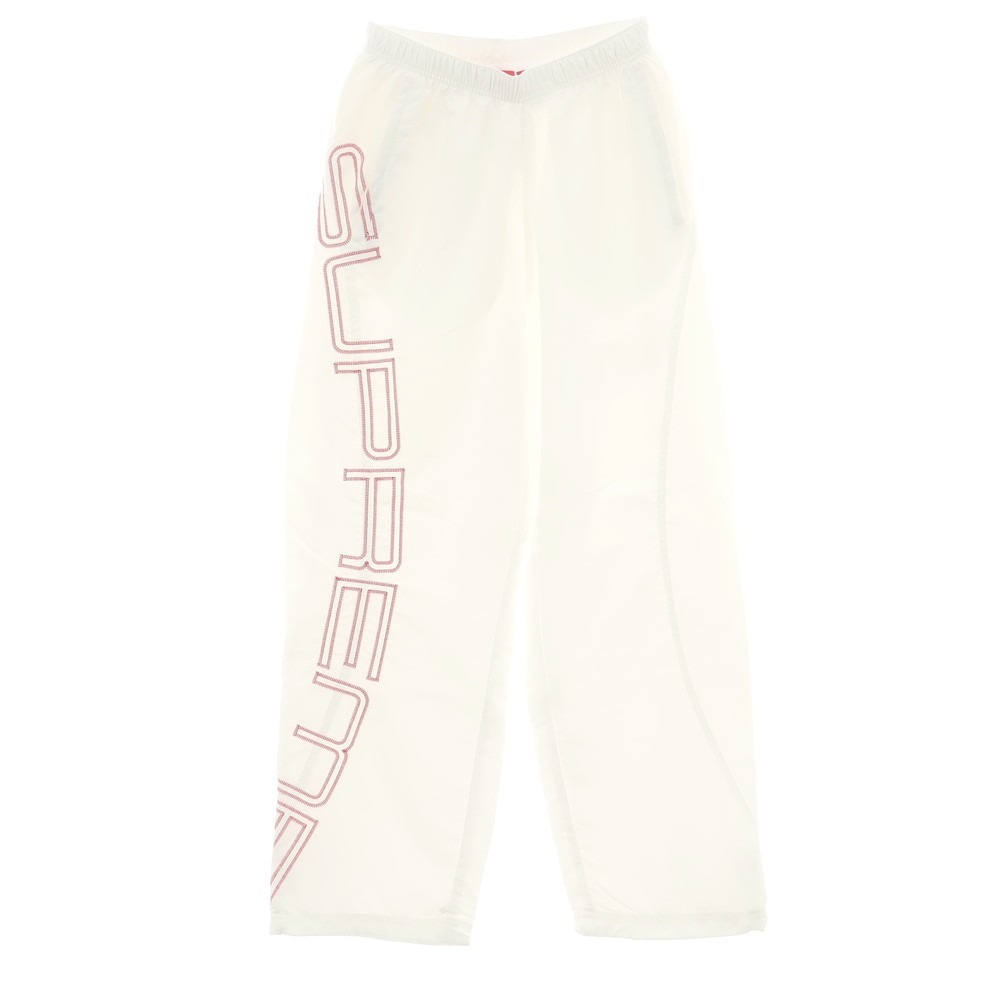 【美品】シュプリーム 21SS スペルアウト トラックパンツ ナイロン 白 L Supreme(シュプリーム) 25SS/Spellout Embroidered Track Pant／スペル