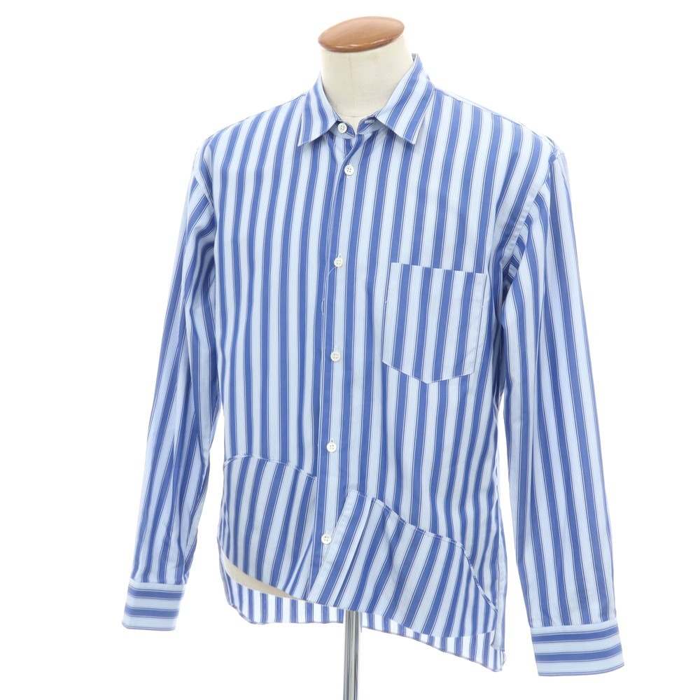 【中古】コムデギャルソンシャツ COMME des GARCONS SHIRT 2024年秋冬 コットン ストライプ アシンメトリー レギュラーカラー カジュアルシャツ ブルーxライトブルー【サイズM】【S/S/A/W】【状態ランクA】【メンズ】[CPD]｜リタリオリブロ