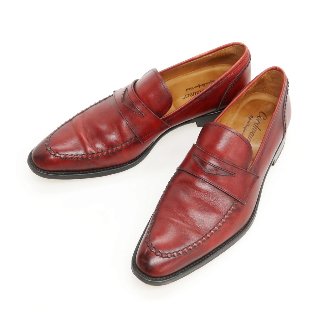 【中古】コードウェイナー Cordwainer Uチップ コインローファー ダークレッド【サイズ40 1/2】【S/S/A/W】【状態ランクC】【メンズ】[APD]