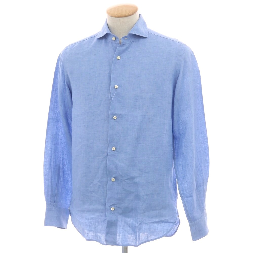 【中古】ダノリス DANOLIS BEAMS F別注 リネン ホリゾンタルカラー カジュアルシャツ ブルー【サイズS】【S/S】【状態ランクB】【メンズ】[APD]