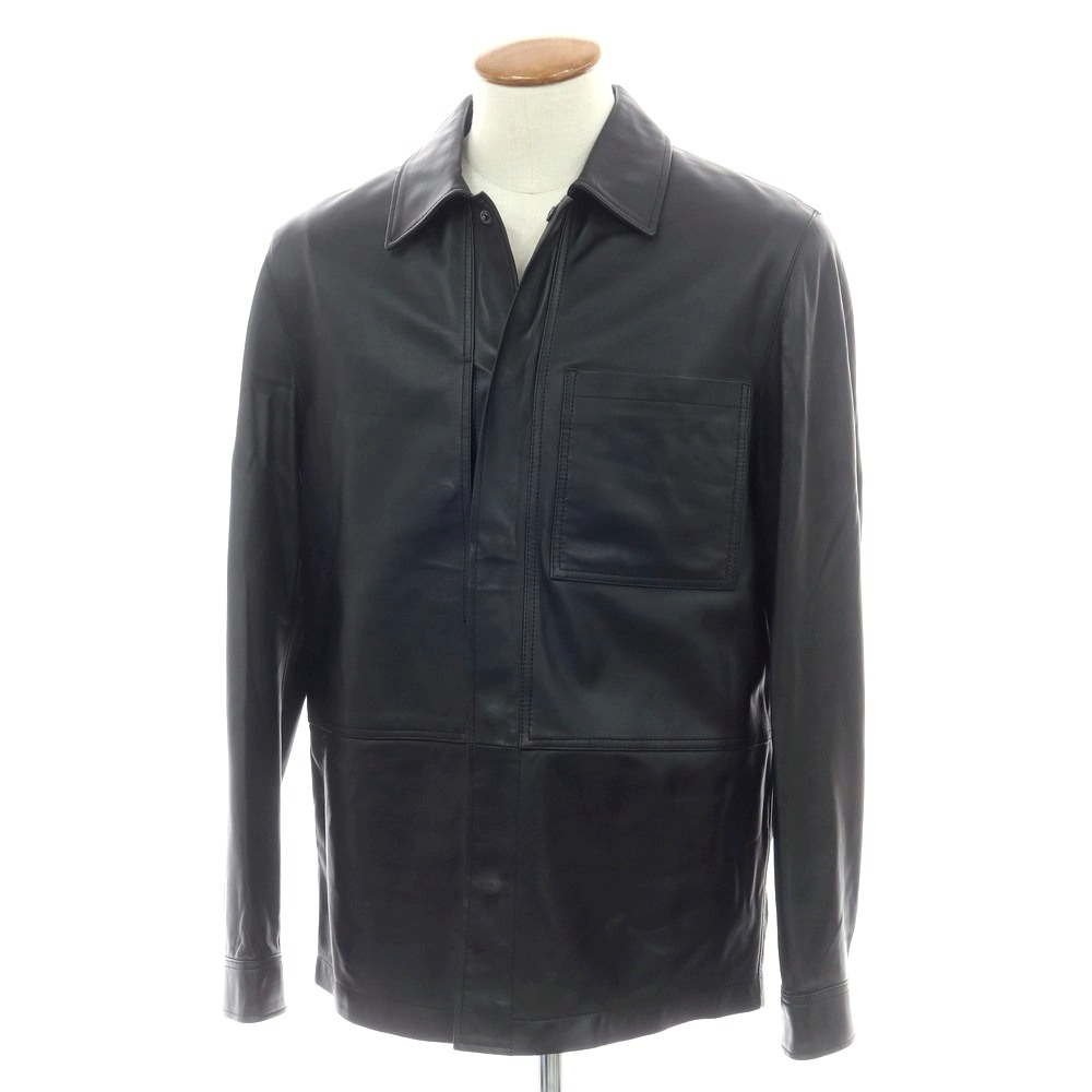 【新品アウトレット】タリアトーレ TAGLIATORE レザー シャツブルゾン ブラック【サイズ48】【S/S/A/W】【状態ランクN-】【メンズ】[APD]