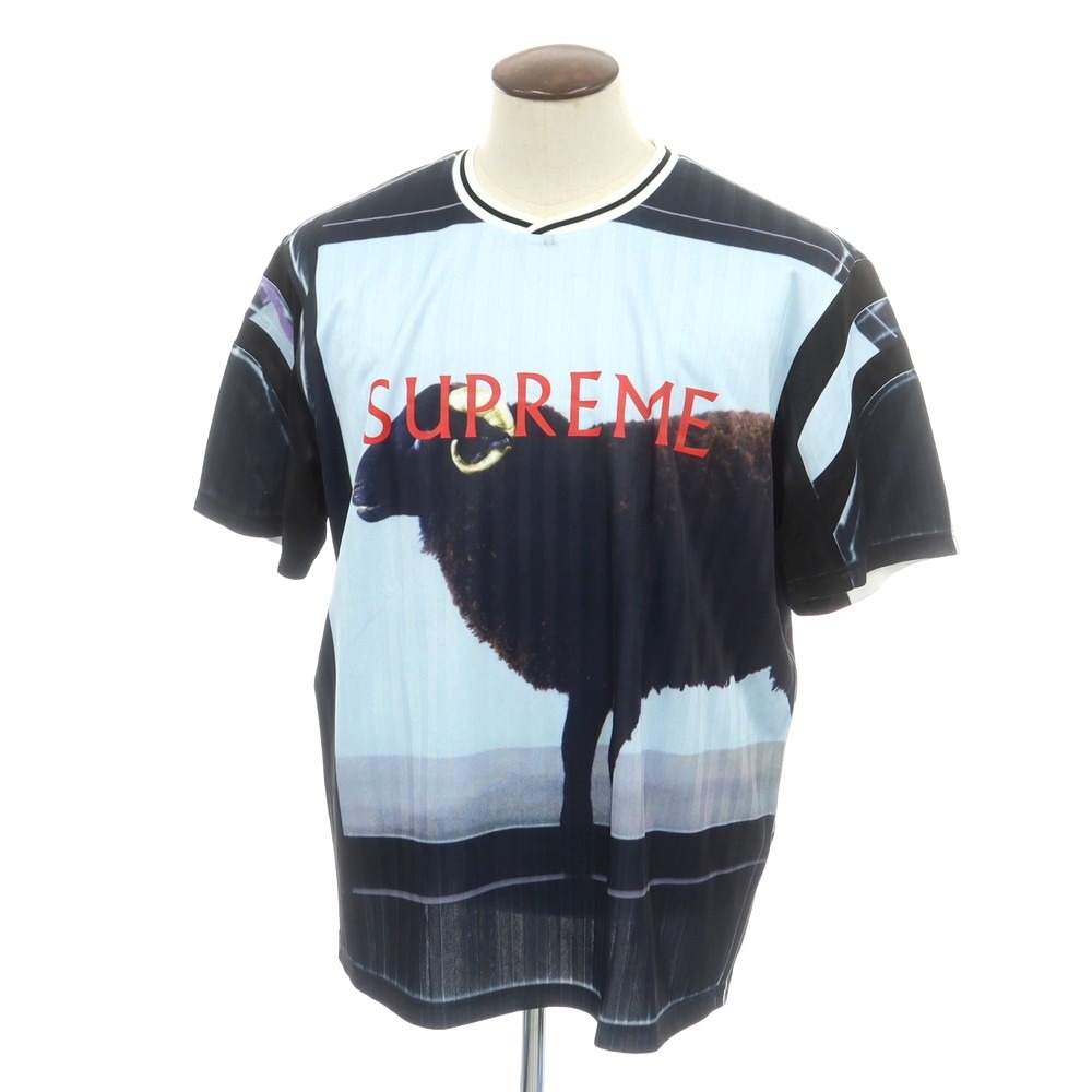 【中古】シュプリーム Supreme 2025年春夏 Damien Hirst Soccer Jersey ポリエステル 半袖Ｔシャツ 黒いこと【大きさL】【S/S】【物質の状態価値づけるB】【メンズ】[BPD]