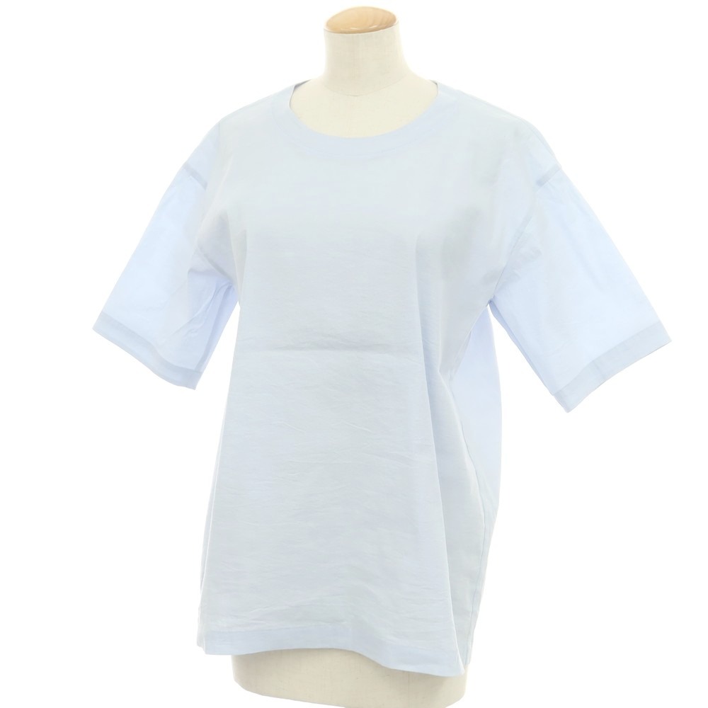 【中古】イッセイミヤケ ISSEY MIYAKE 2025年春夏 ナイロン系 クルーネック 半袖カットソー ライトブルー【サイズ表記なし（L位）】【S/S】【状態ランクB】【レディース】[APD]