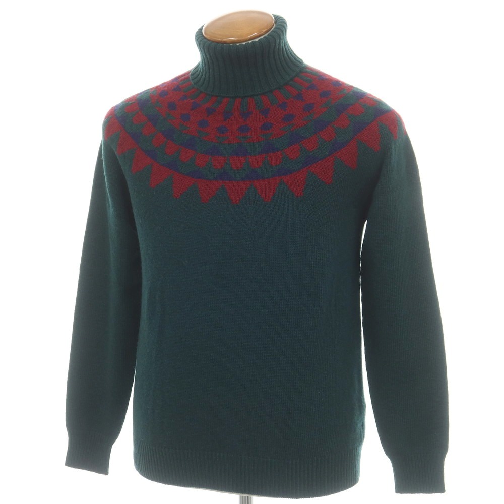 【SALE30%OFF/返品不可】【新品】ザノーネ ZANONE ウール ノルディック柄 タートルネック プルオーバーニット ダークグリーンxレッド【サイズ46】【A/W】【状態ランクN】【メンズ】[DPD]｜リタリオリブロ