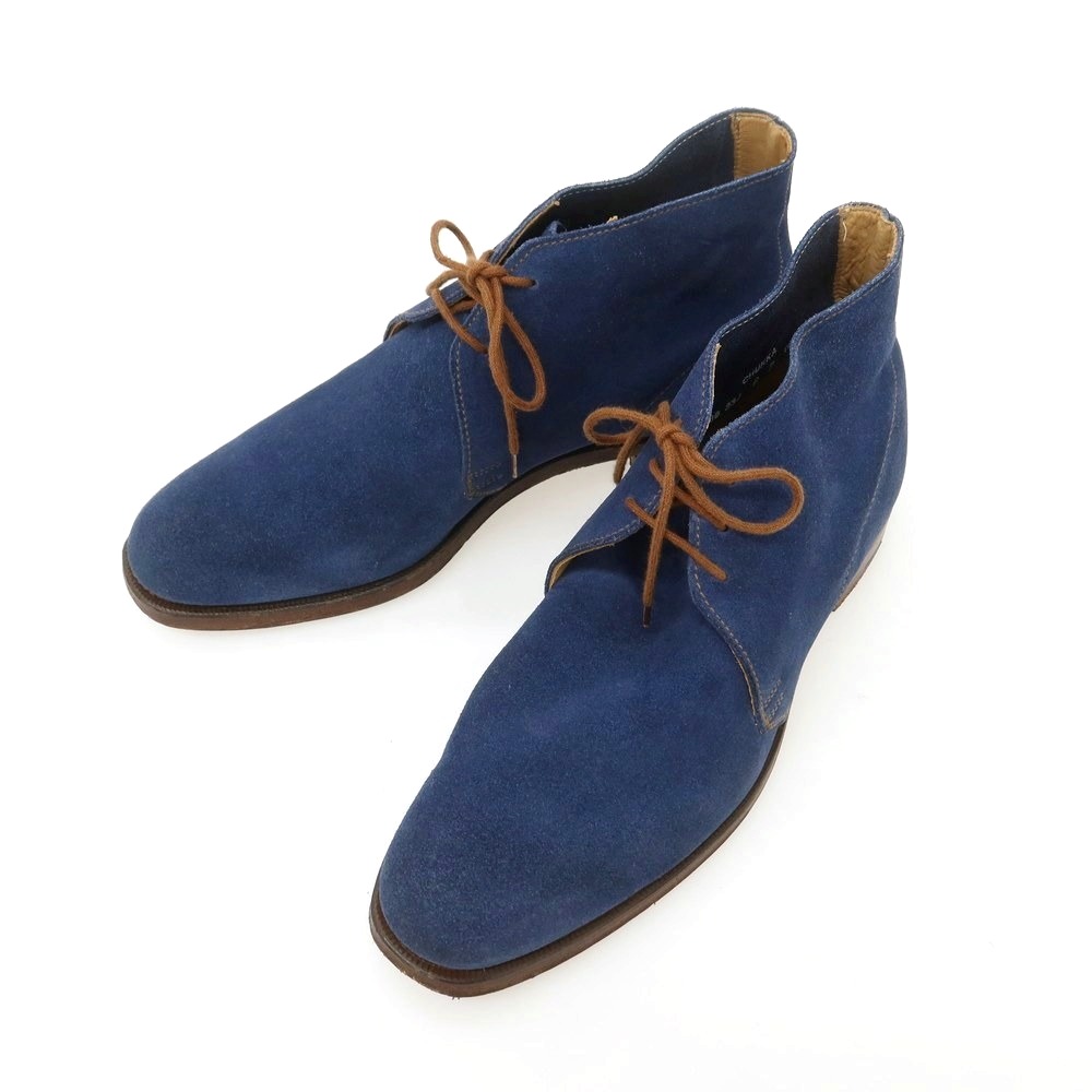 【SALE10%OFF/返品不可】【中古】クロケットアンドジョーンズ CROCKETT\u0026JONES CHUKKA スエードクロス チャッカブーツ ライトネイビー【大きさ6D】【S/S/A/W】【物質の状態価値づけるB】【メンズ】[BPD]