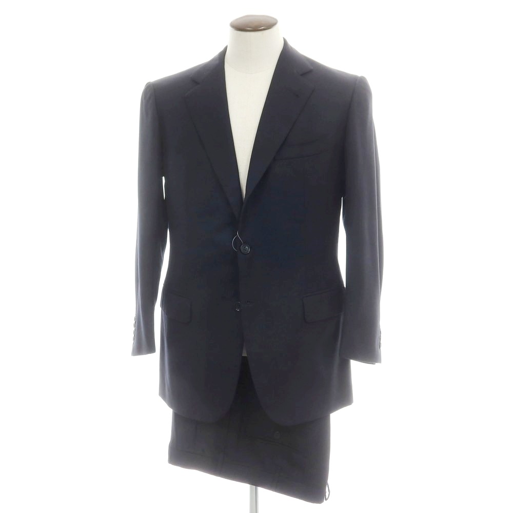【中古】ドメニコ カラチェニ DOMENICO CARACENI 黒引き船 羊毛 3つ名取り草背広 ダークネイビー【大きさ50】【A/W】【物質の状態序列付けるB】【メンズ】[CPD]