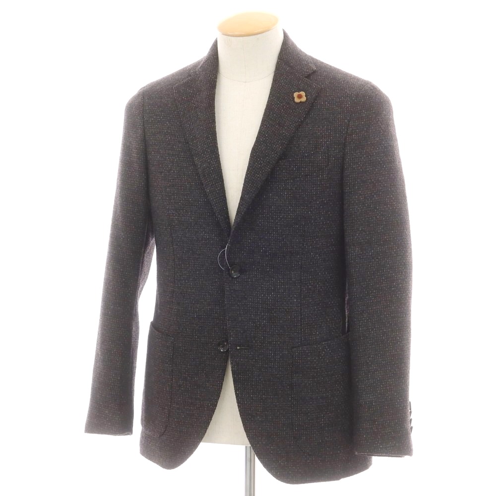 【中古】ラルディーニ LARDINI ウール テーラードジャケット グレーxブラウン【サイズ42】【A/W】【状態ランクB】【メンズ】[CPD]