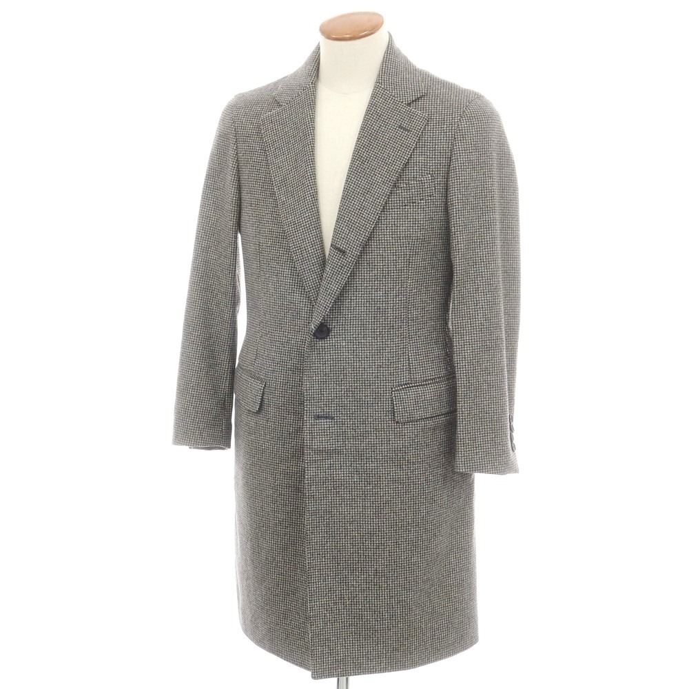 【SALE10%OFF/返品不可】【中古】シップス SHIPS 羊毛カシミール ハウンドトゥース チェスターフィールドコート 黒いことx白いこと【大いさM】【A/W】【物質の状態序列付けるB】【メンズ】[CPD]