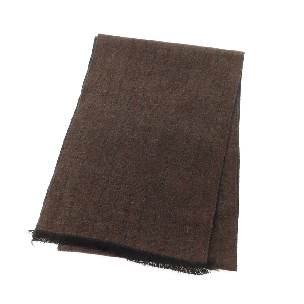 【中古】フィオリオ FIORIO レーヨン ストライプ マフラー ダークブラウン【A/W】【状態ランクA】【メンズ】[CPD]