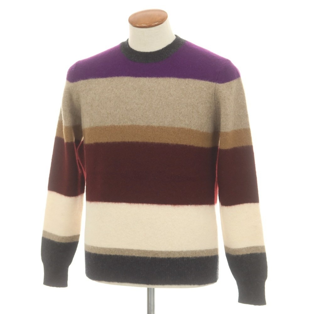 【新品】ドルモア DRUMOHR ウール クルーネック プルオーバーニット ワインレッドxパープル【サイズ46】【A/W】【状態ランクN】【メンズ】[CPD]