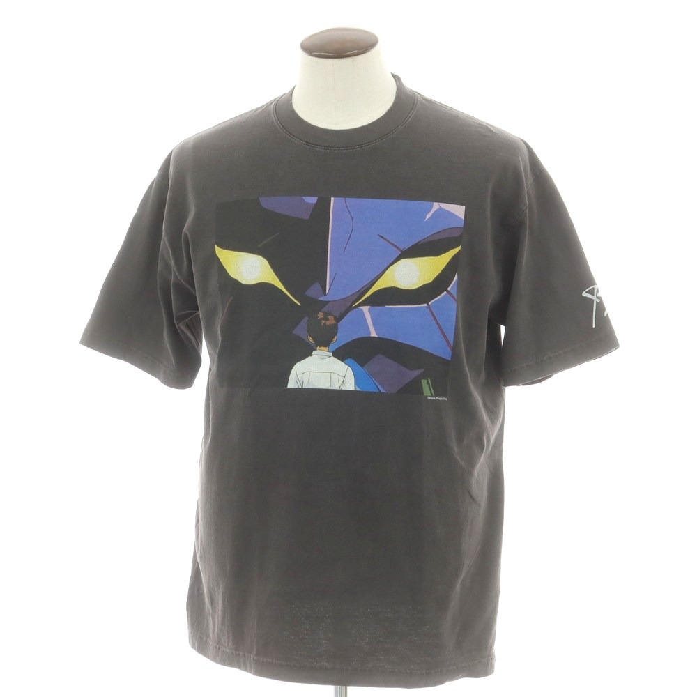 【中古】エヴァンゲリオン:95 EVANGELION:95 不都合産業 労働者の一団のど首 半袖Ｔシャツ うす暗い薄墨色【大きさL】【S/S】【物質の状態価値づけるA】【メンズ】[BPD]