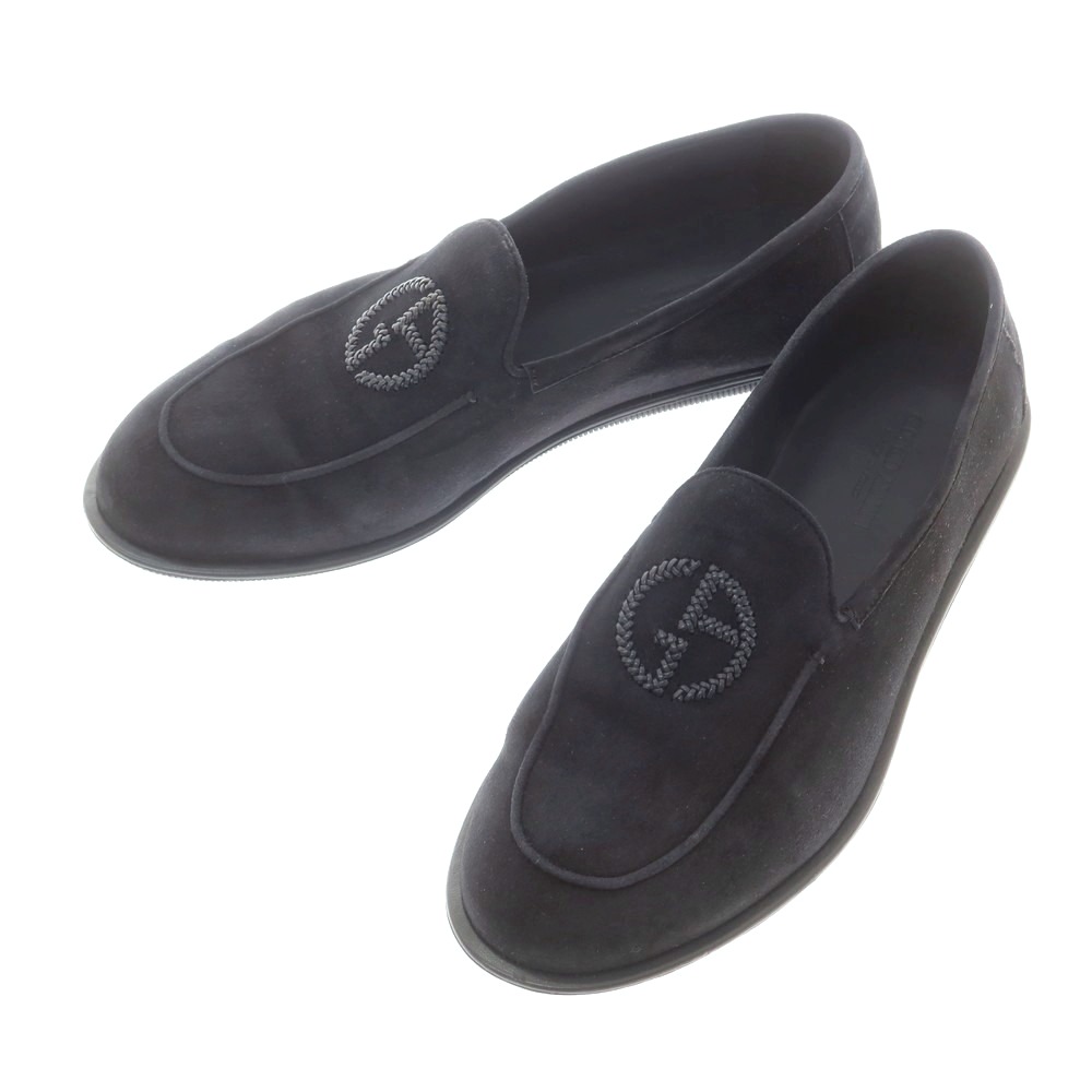 【SALE10%OFF/返品不可】【中古】ジョルジオアルマーニ GIORGIO ARMANI スエードクロス U心付け スリッポン ダークネイビー【大きさ7】【S/S/A/W】【物質の状態位置づけるA】【メンズ】[APD]
