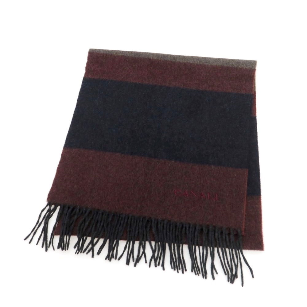 【中古】カナーリ CANALI カシミヤ マフラー ボルドーxダークネイビー【A/W】【状態ランクA】【メンズ】[CPD]