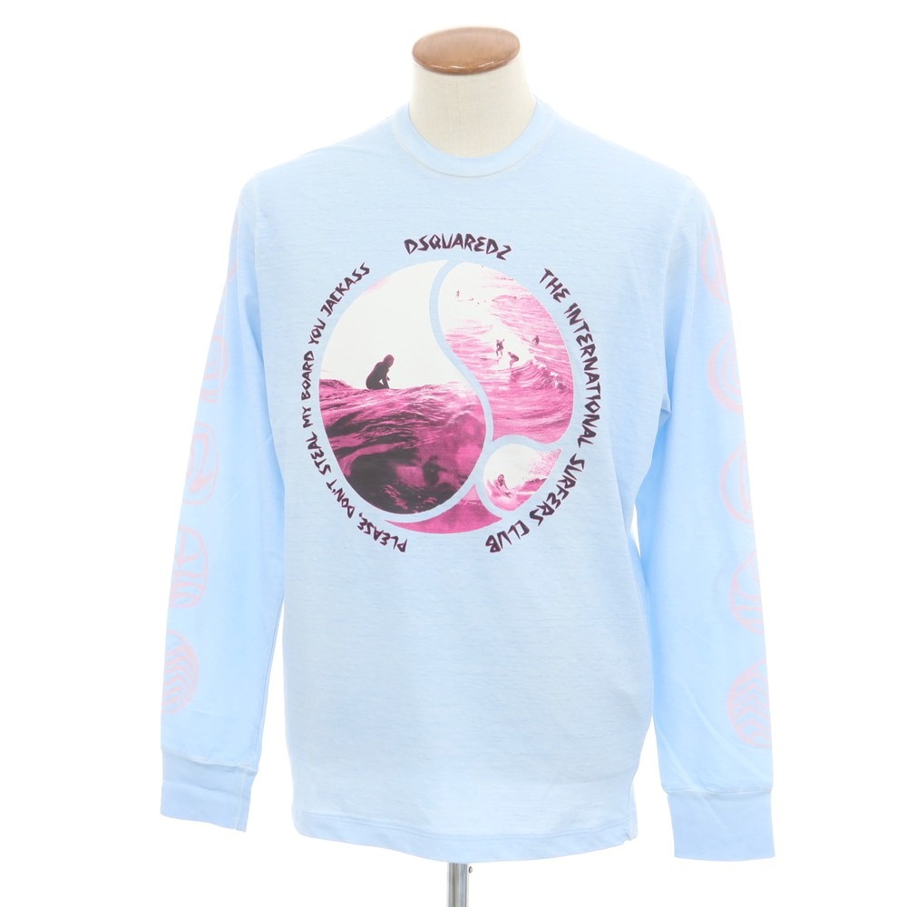 【SALE10%OFF/返品不可】【新品】ディースクエアード DSQUARED2 綿織物 労働者の一団のど首 長袖Ｔシャツ ともし火青碧【大いさM】【S/S/A/W】【物質の状態序列付けるN】【メンズ】[APD]