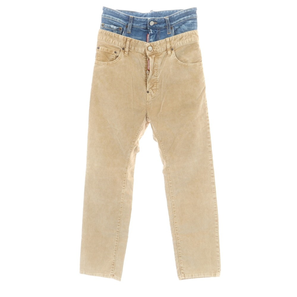 【新品】ディースクエアード DSQUARED2 642 Twin Pack Jean ストレッチ コットン コーデュロイパンツ ベージュxブルー【サイズ42】【A/W】【状態ランクN】【メンズ】[CPD] 27,528円