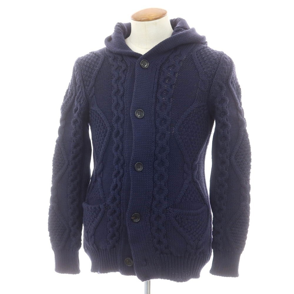 【中古】ロベルトコリーナ ROBERTO COLLINA ウール フーデッド カーディガン ライトネイビー【サイズ48】【A/W】【状態ランクB】【メンズ】[CPD]