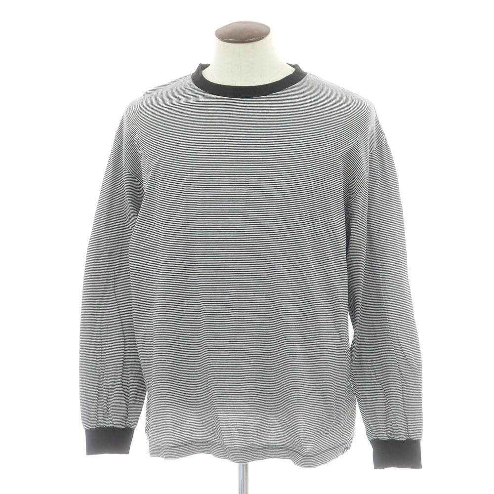 【中古】ソフネット SOPHNET. コットン ボーダー クルーネック 長袖Ｔシャツ ブラックxホワイト【サイズXL】【S/S/A/W】【状態ランクB】【メンズ】