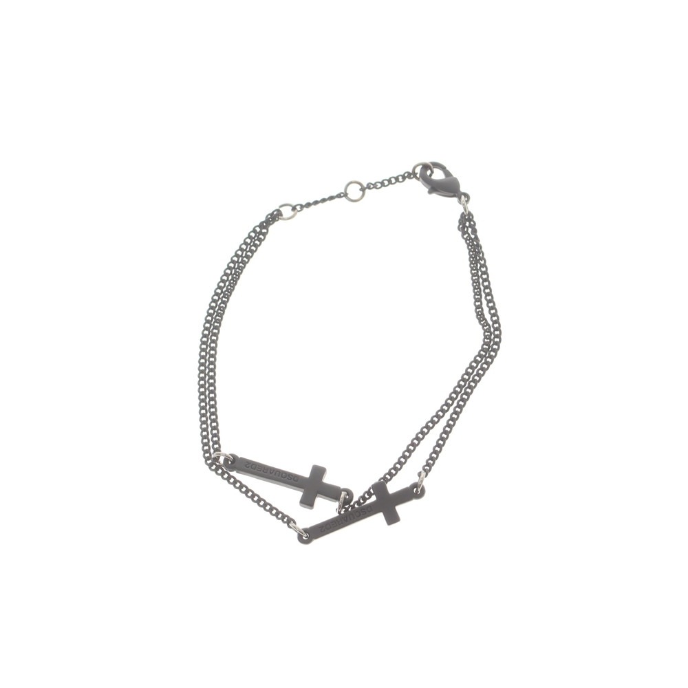 【SALE10%OFF/返品不可】【新品】ディースクエアード DSQUARED2 2連 はりつけ台 腕輪 黒いこと【大きさS】【S/S/A/W】【物質の状態位置づけるN】【メンズ】[APD]