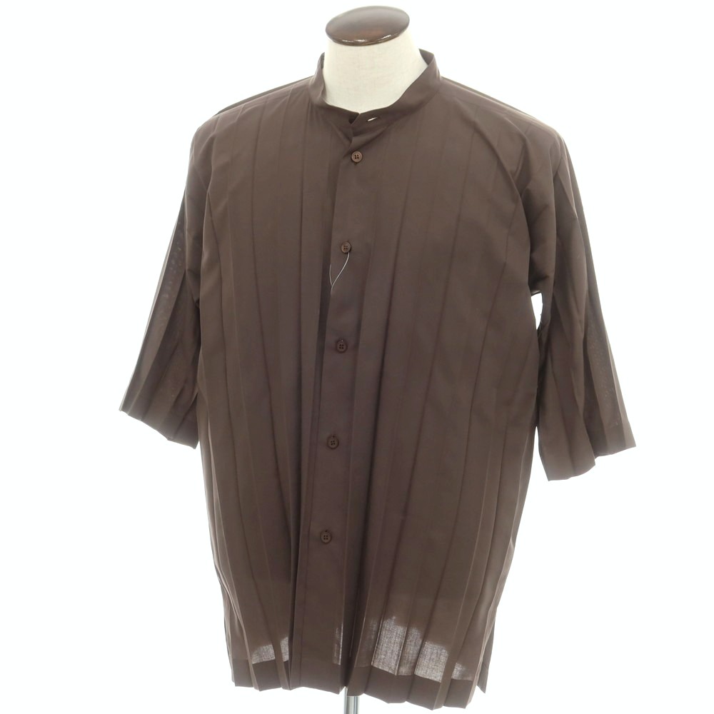 【中古】オム プリッセ イッセイミヤケ HOMME PLISSE ISSEY MIYAKE 2025年春夏 プリーツ 半袖シャツ ダークブラウン【サイズ表記なし（L位）】【S/S】【状態ランクB】【メンズ】[APD]