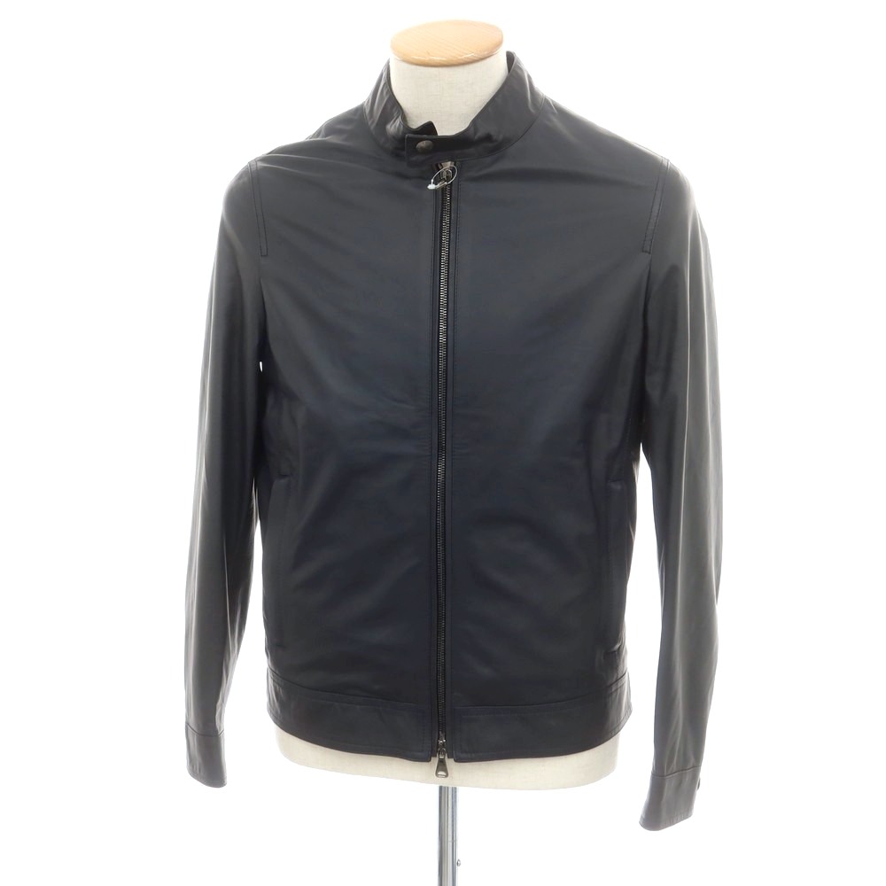 【SALE10%OFF/返品不可】【中古】エンメティ EMMETI JURI ラムスキン シングル ライダースジャケット ネイビー【サイズ46】【S/S/A/W】【状態ランクB】【メンズ】[APD]｜リタリオリブロ
