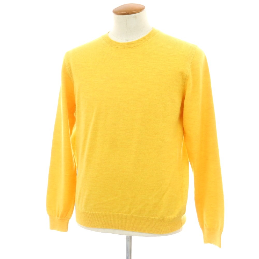 【中古】ザノーネ ZANONE ハイゲージウール クルーネックニット イエロー系【サイズ48】【A/W】【状態ランクA】【メンズ】[CPD]
