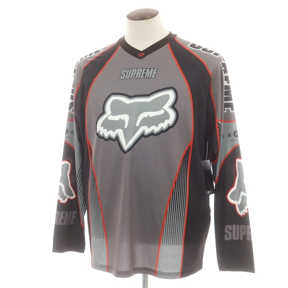 【中古】【未使用】シュプリーム Supreme × Fox Racing 2025年秋冬 DMX Jersey 長袖Ｔシャツ ブラックxグレー【サイズL】【S/S/A/W】【状態ランクS】【メンズ】