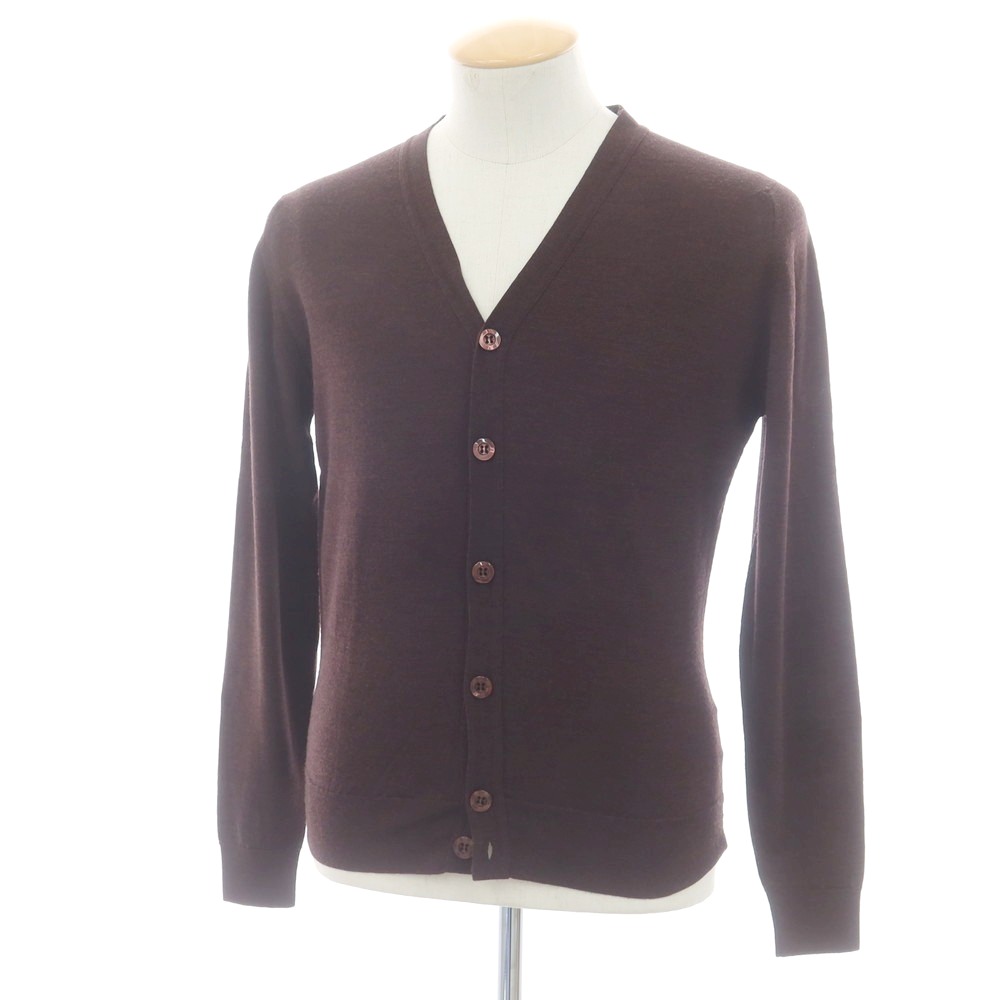 【中古】ジョンスメドレー JOHN SMEDLEY ハイゲージ ウール カーディガン ブラウン【サイズS】【A/W】【状態ランクA】【メンズ】[CPD]
